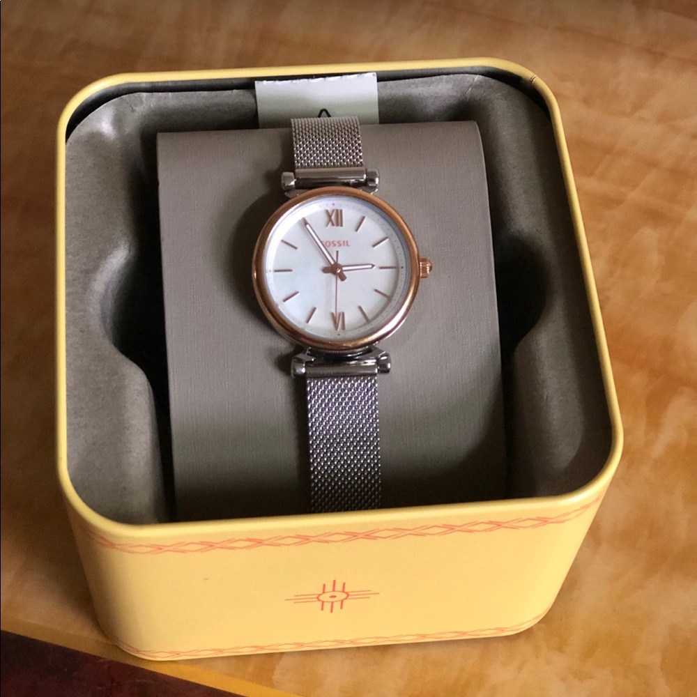 NWT Fossil Women's Carlie Mini Stainless Steel Quartz Watch, NEW IN BOX,Stunning